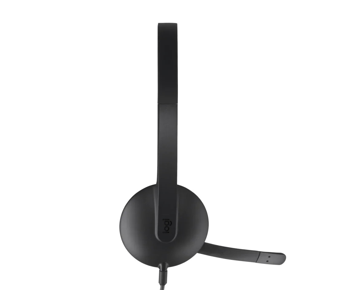 logitech h340 mikrofonlu kulaklık yandan görünüm, siyah renk, kablolu