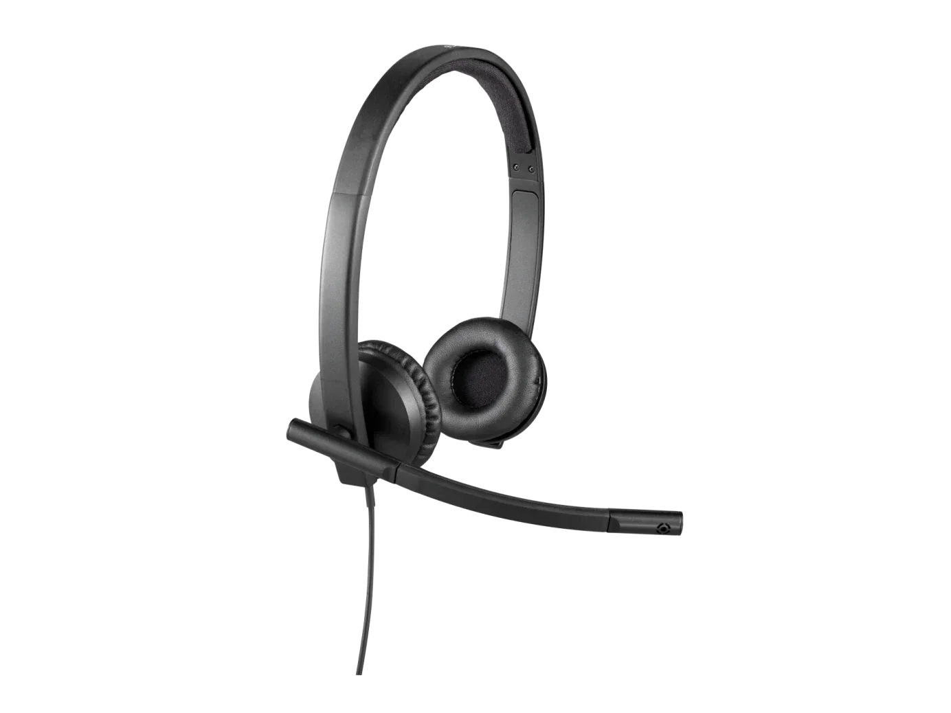 logitech h570e stereo usb kulaklık, siyah, mikrofonlu, yandan görünüm