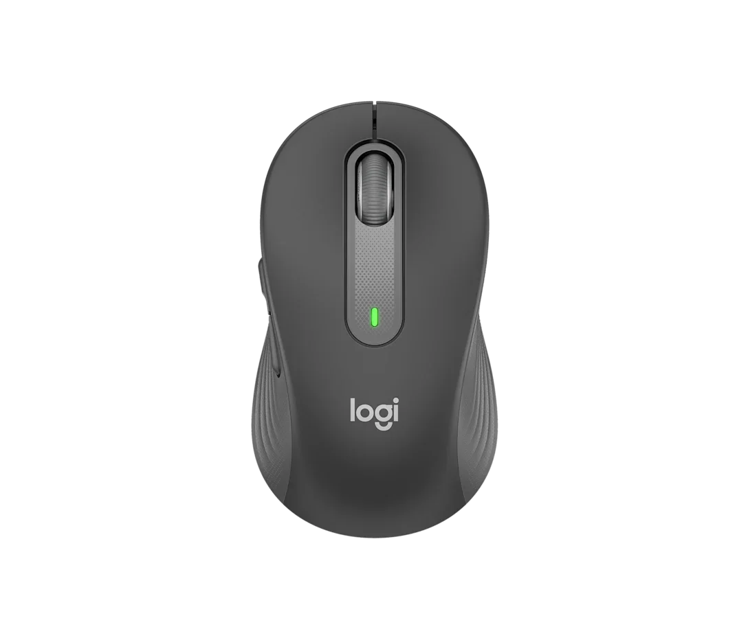 logitech m650 graphite kablosuz mouse üstten görünüm