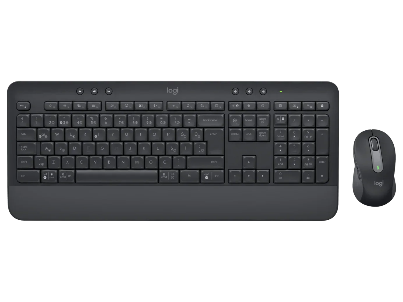 mk650 signature combo klavye ve mouse seti, siyah renkli, üstten görünüm