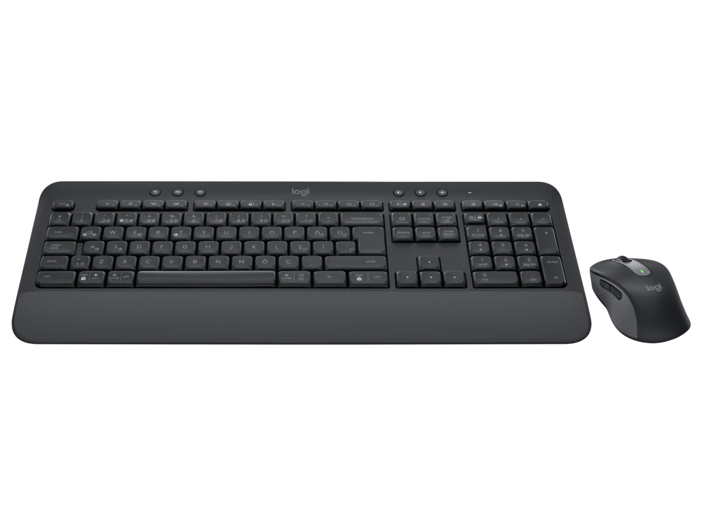 Logitech MK650 klavye ve mouse seti, grafik antrasit renkli tasarım