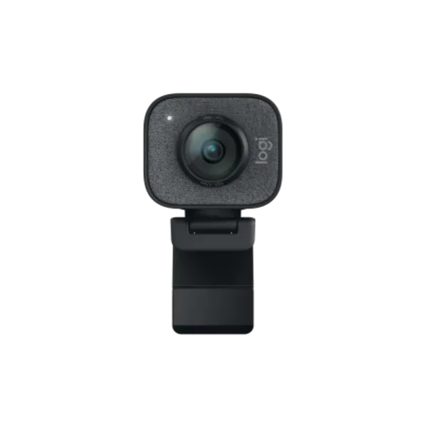 logitech streamcam webcam, ön yüz görünümü, siyah renk, modern tasarım