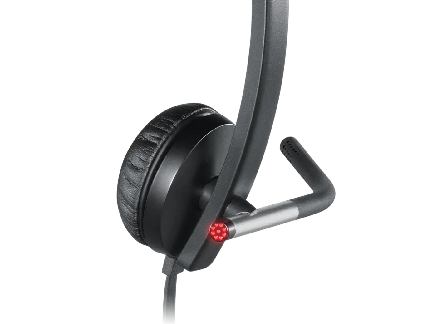 Logitech H650e kablolu kulaklık, mikrofonlu, siyah detaylı yakın çekim