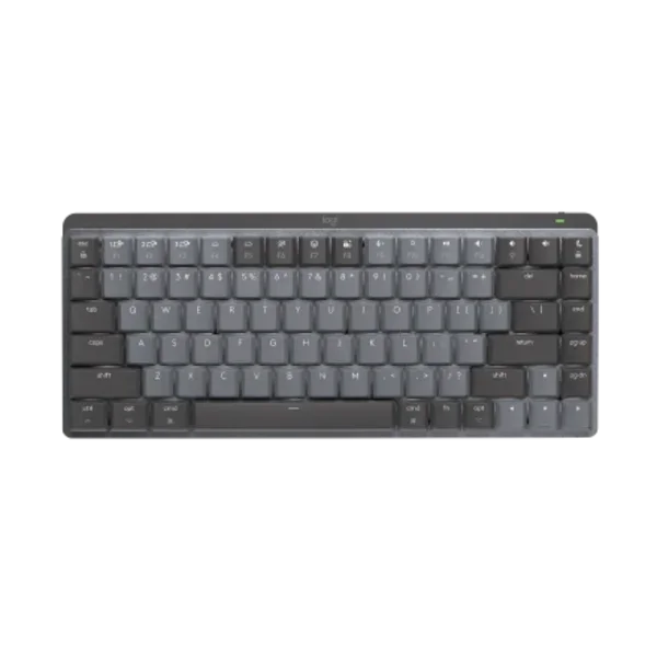 Logitech MX Keys Mini kompakt kablosuz klavye, siyah ve gri tuş dizilimiyle
