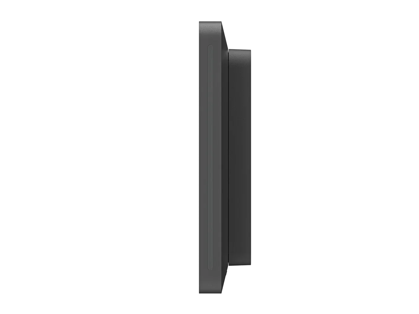 logitech tap scheduler yan profil, siyah renkli toplantı odası dokunmatik paneli