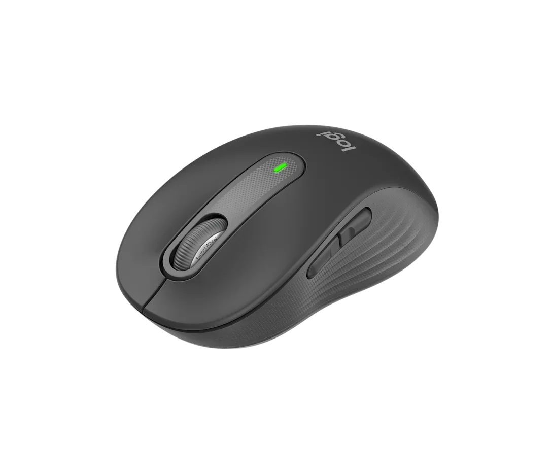 Logitech M650 graphite kablosuz mouse, yan tuşlu ergonomik tasarım