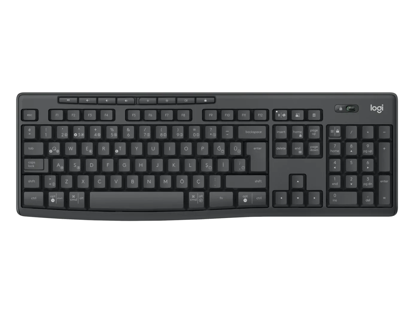 logitech mk370 tam boyutlu siyah kablosuz klavye üstten görünüm